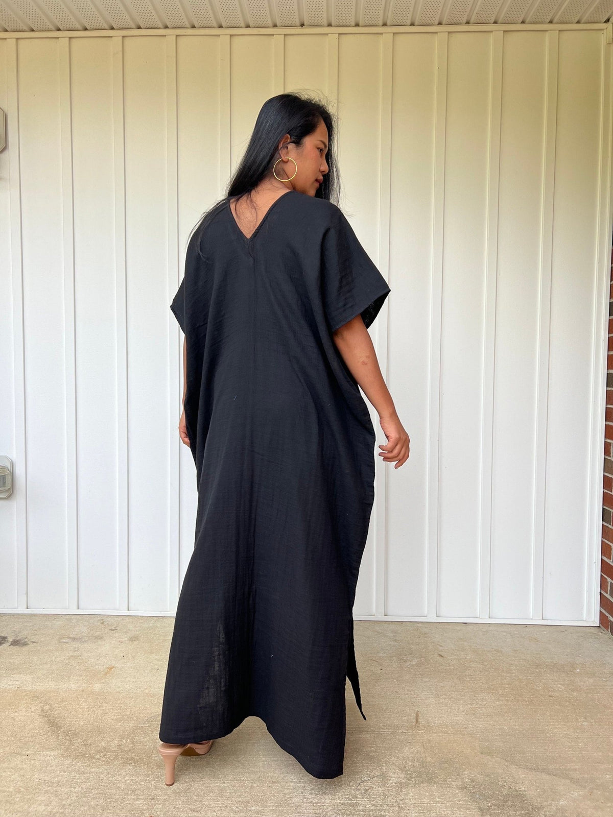 Mala Handworks Daria Cotton Kaftan in Black