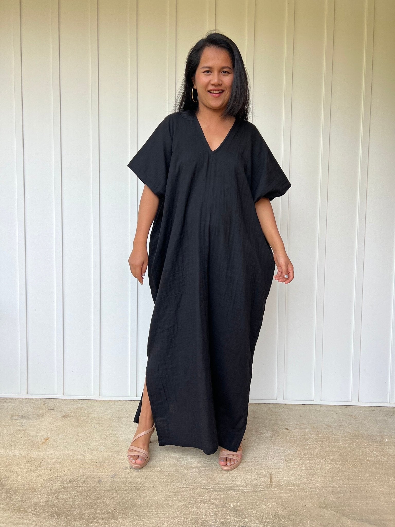 Mala Handworks Daria Cotton Kaftan in Black