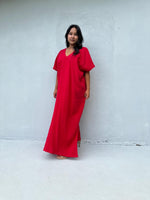 Mala Handworks Daria Cotton Kaftan in Cherry