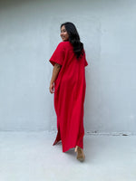 Mala Handworks Daria Cotton Kaftan in Cherry