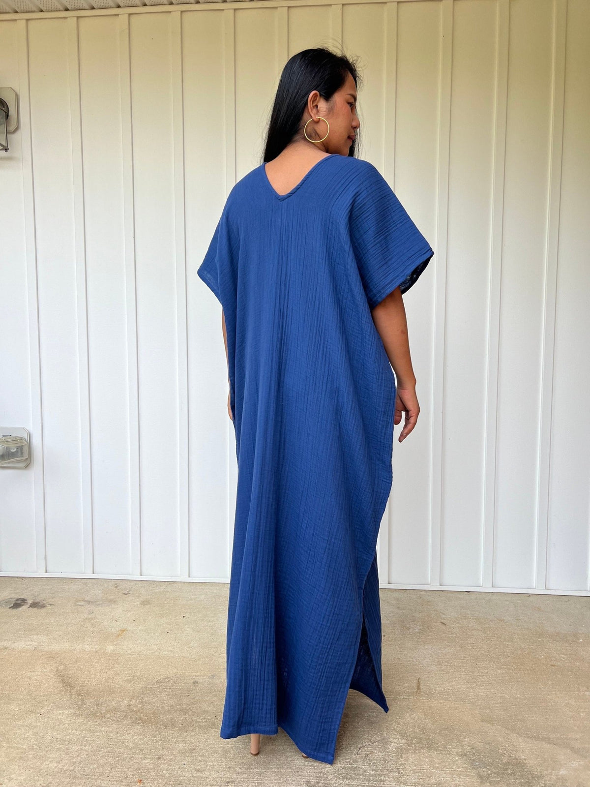 Mala Handworks Daria Cotton Kaftan in Cornflower Blue