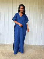 Mala Handworks Daria Cotton Kaftan in Cornflower Blue