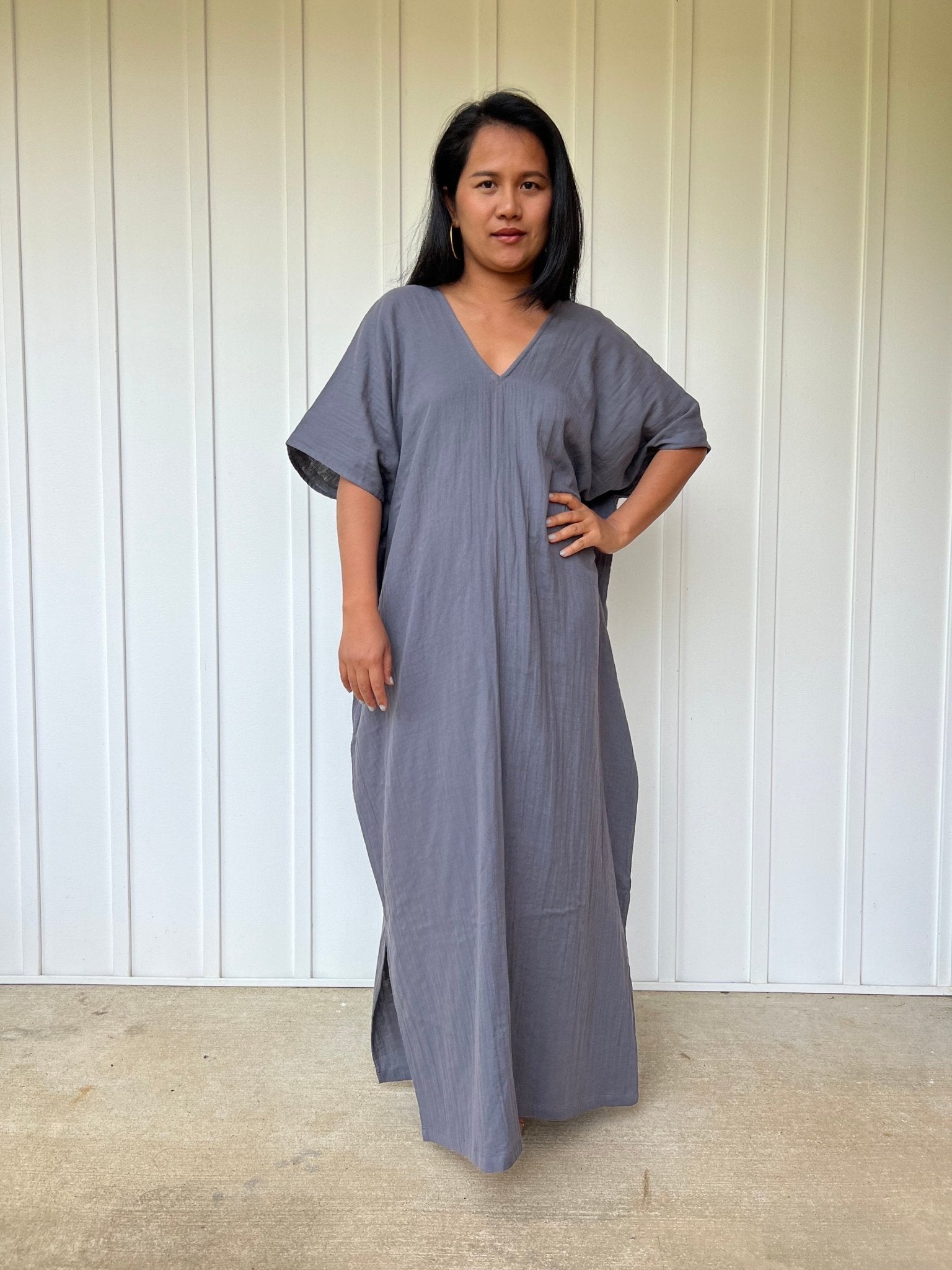 Mala Handworks Daria Cotton Kaftan in Gray