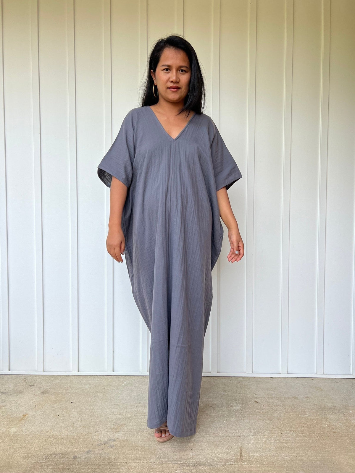 Mala Handworks Daria Cotton Kaftan in Gray