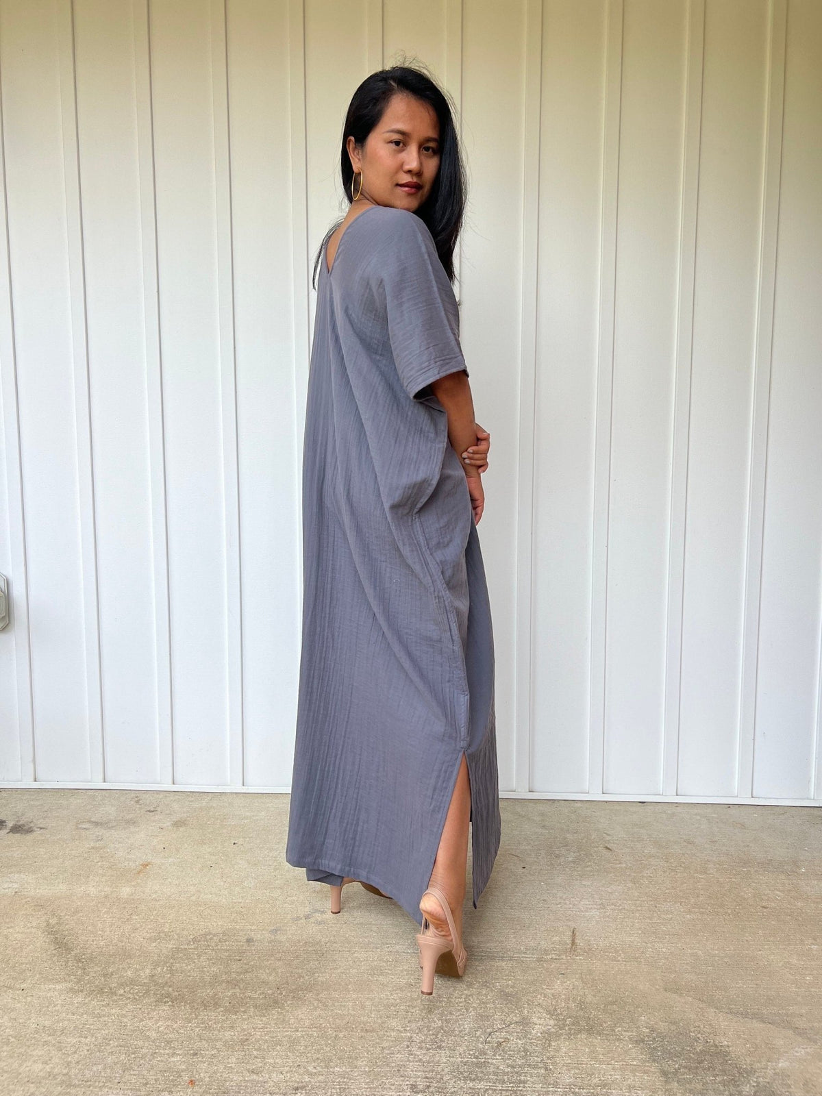 Mala Handworks Daria Cotton Kaftan in Gray