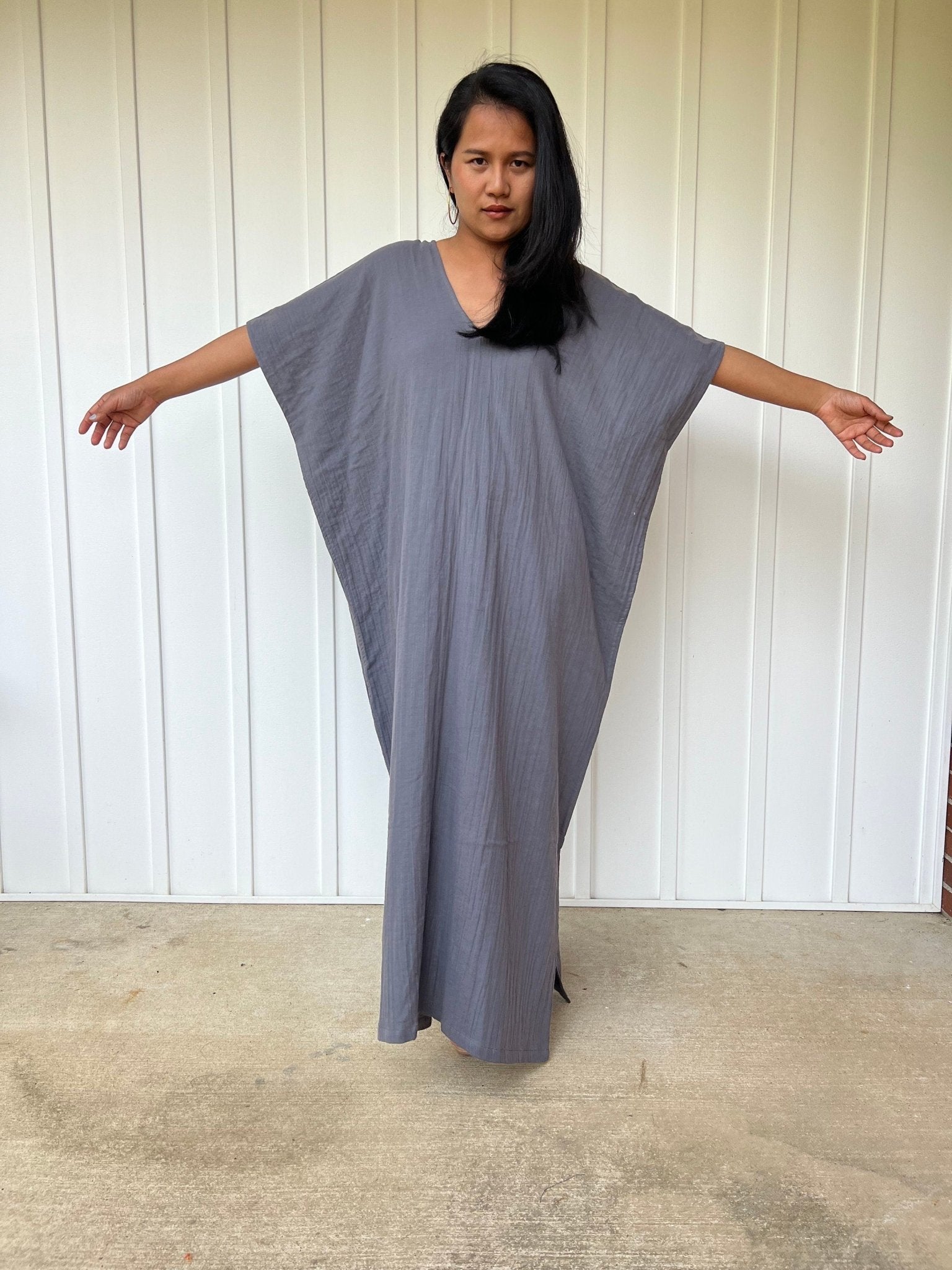 Mala Handworks Daria Cotton Kaftan in Gray