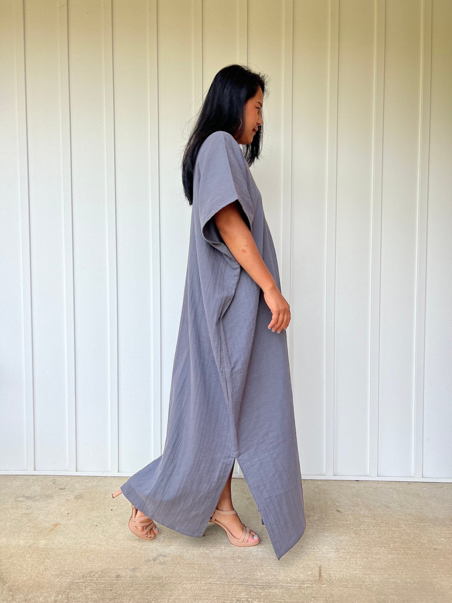 Mala Handworks Daria Cotton Kaftan in Gray