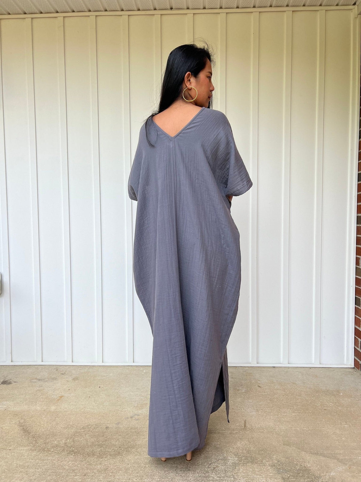 Mala Handworks Daria Cotton Kaftan in Gray
