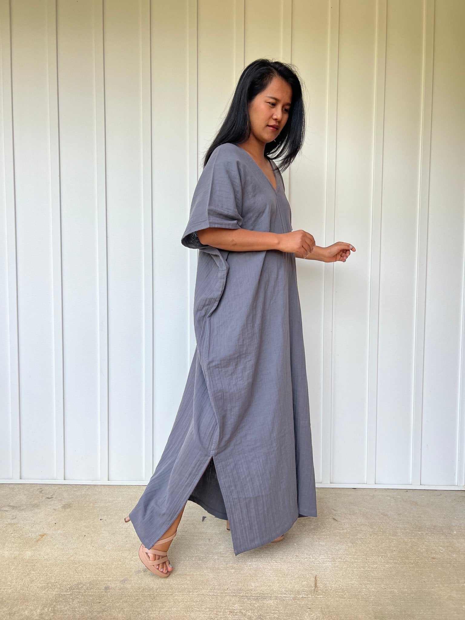 Mala Handworks Daria Cotton Kaftan in Gray