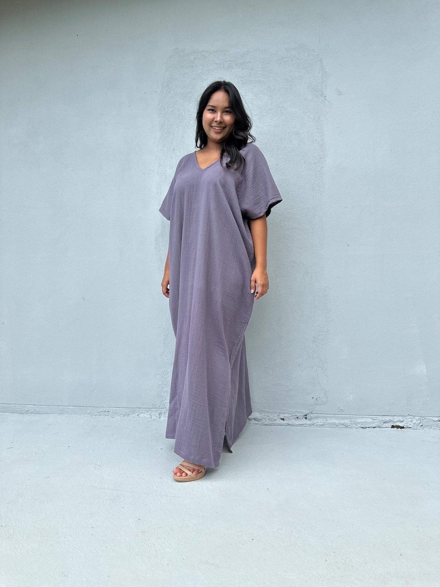 Mala Handworks Daria Cotton Kaftan in Lavender
