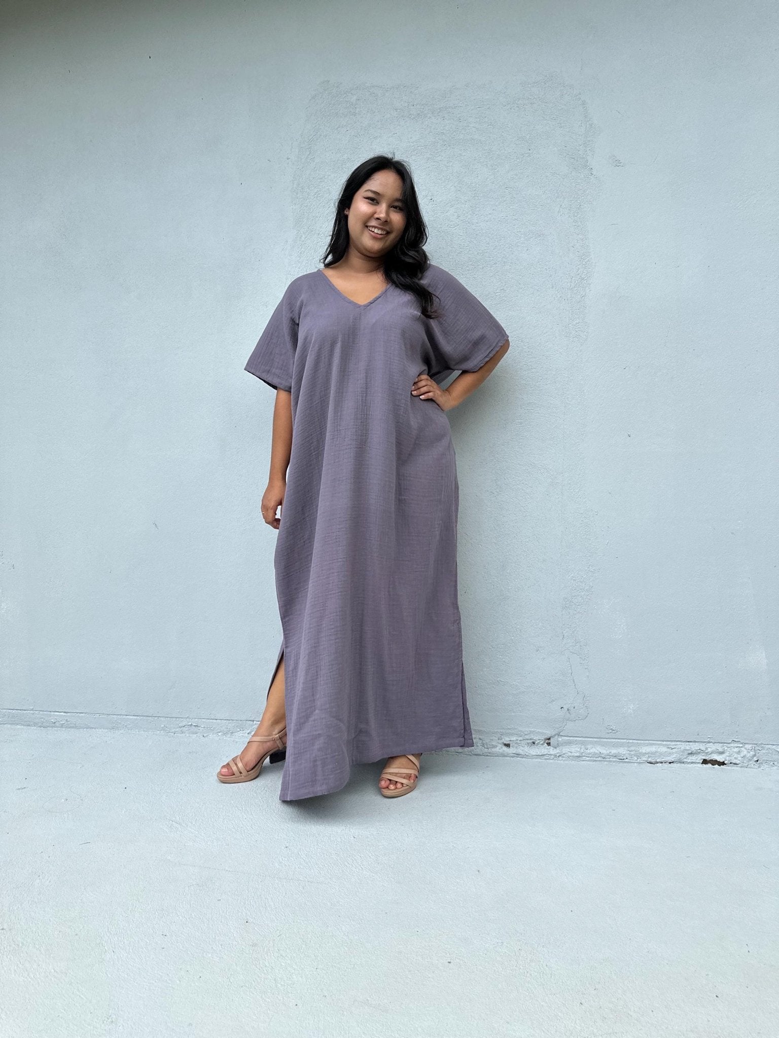 Mala Handworks Daria Cotton Kaftan in Lavender