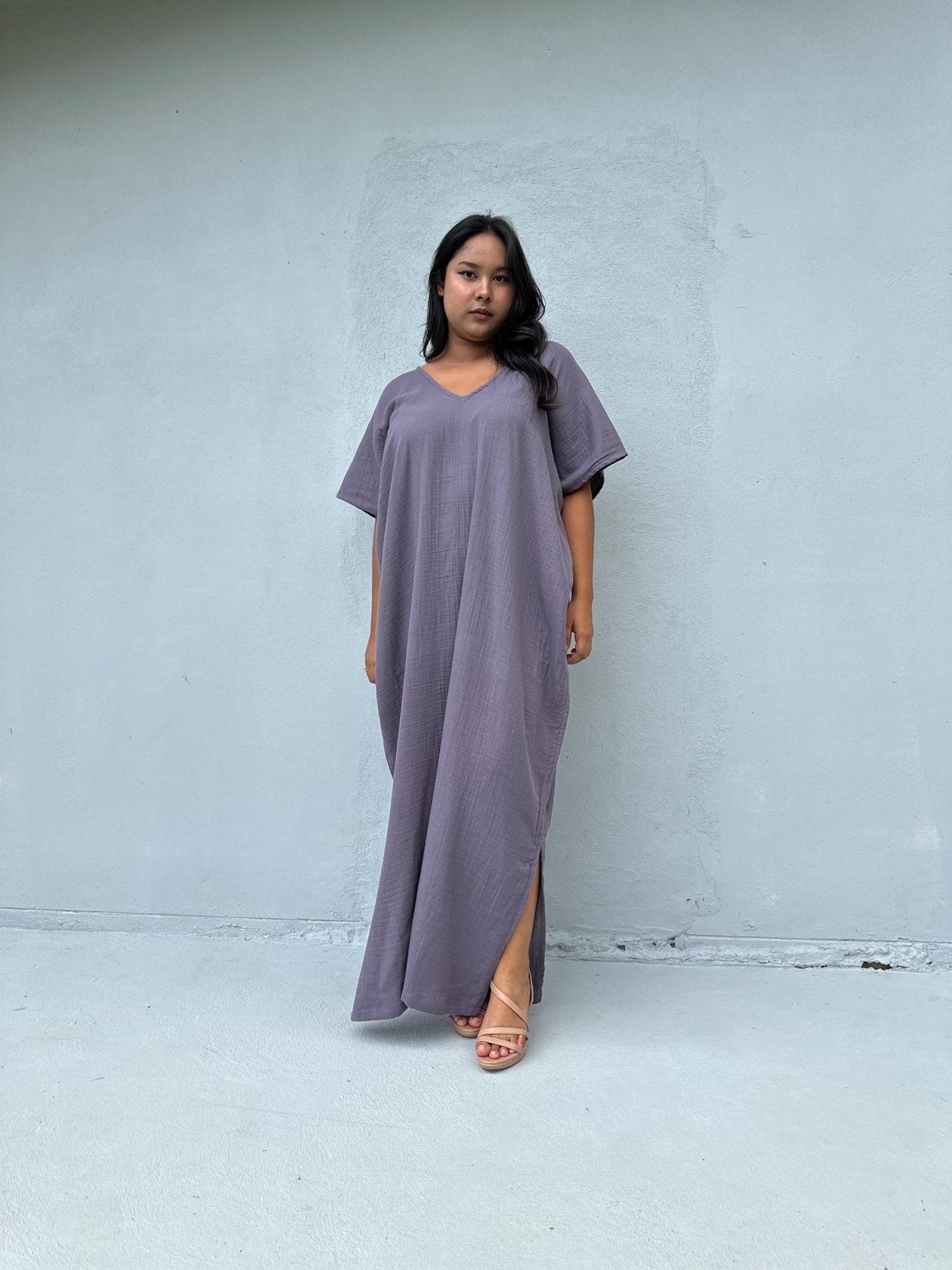 Mala Handworks Daria Cotton Kaftan in Lavender