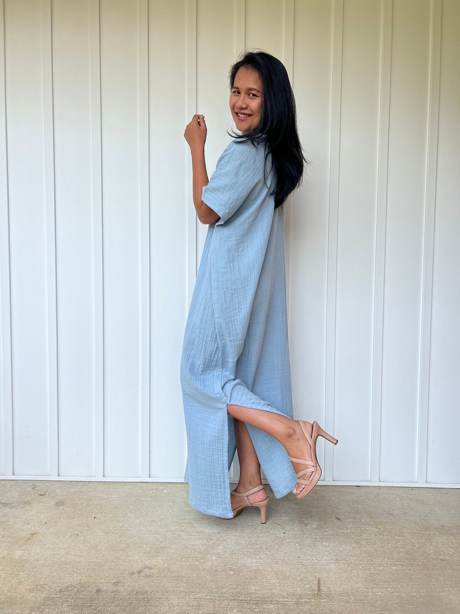 Mala Handworks Daria Cotton Kaftan in Mist