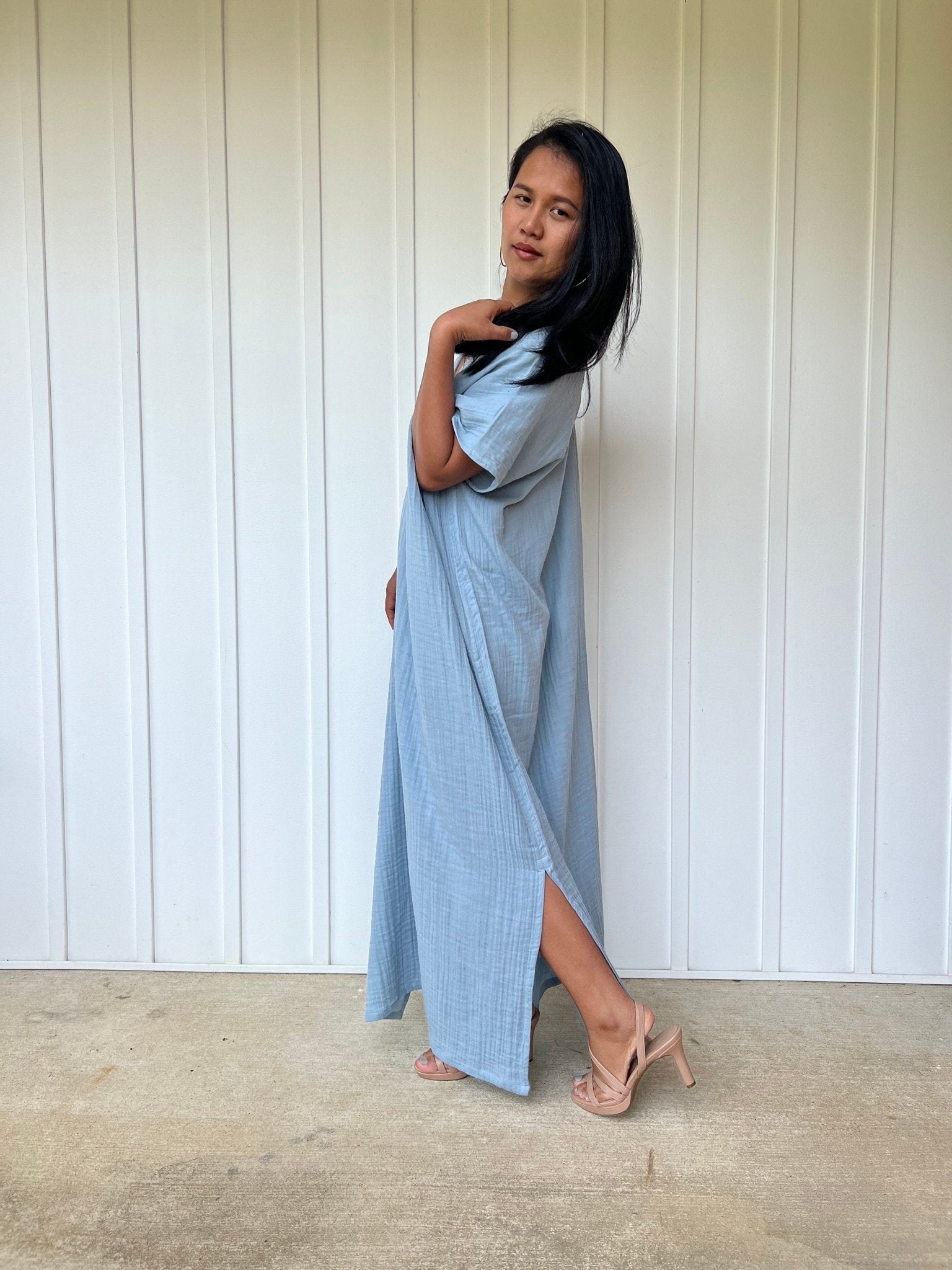 Mala Handworks Daria Cotton Kaftan in Mist