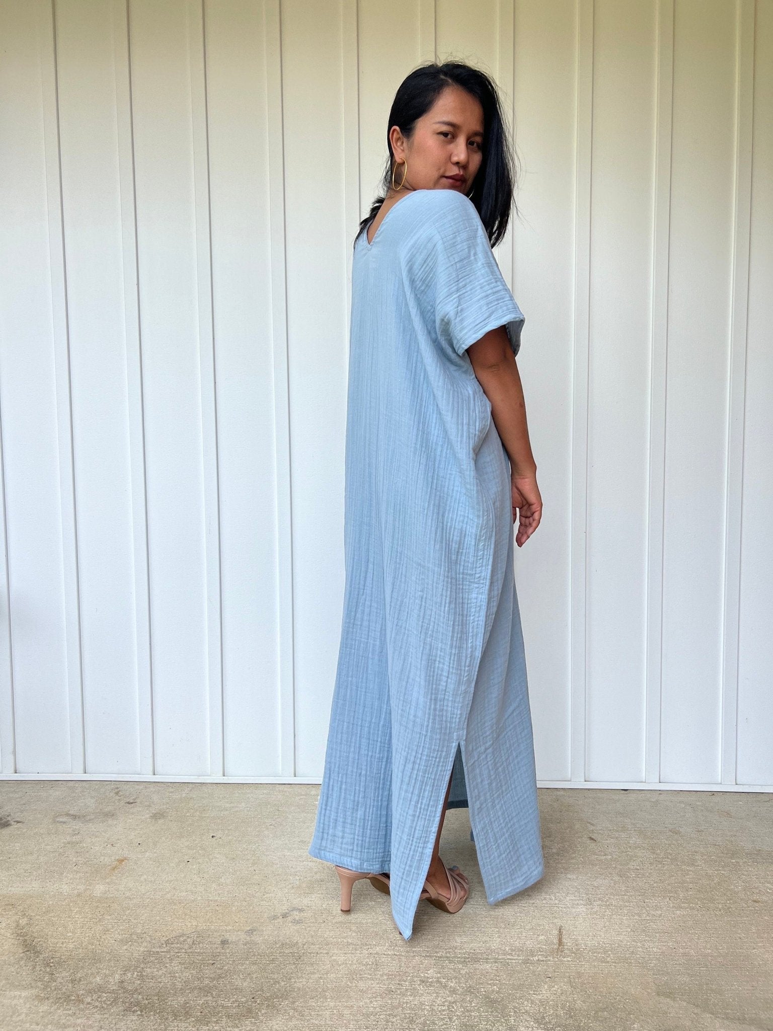 Mala Handworks Daria Cotton Kaftan in Mist