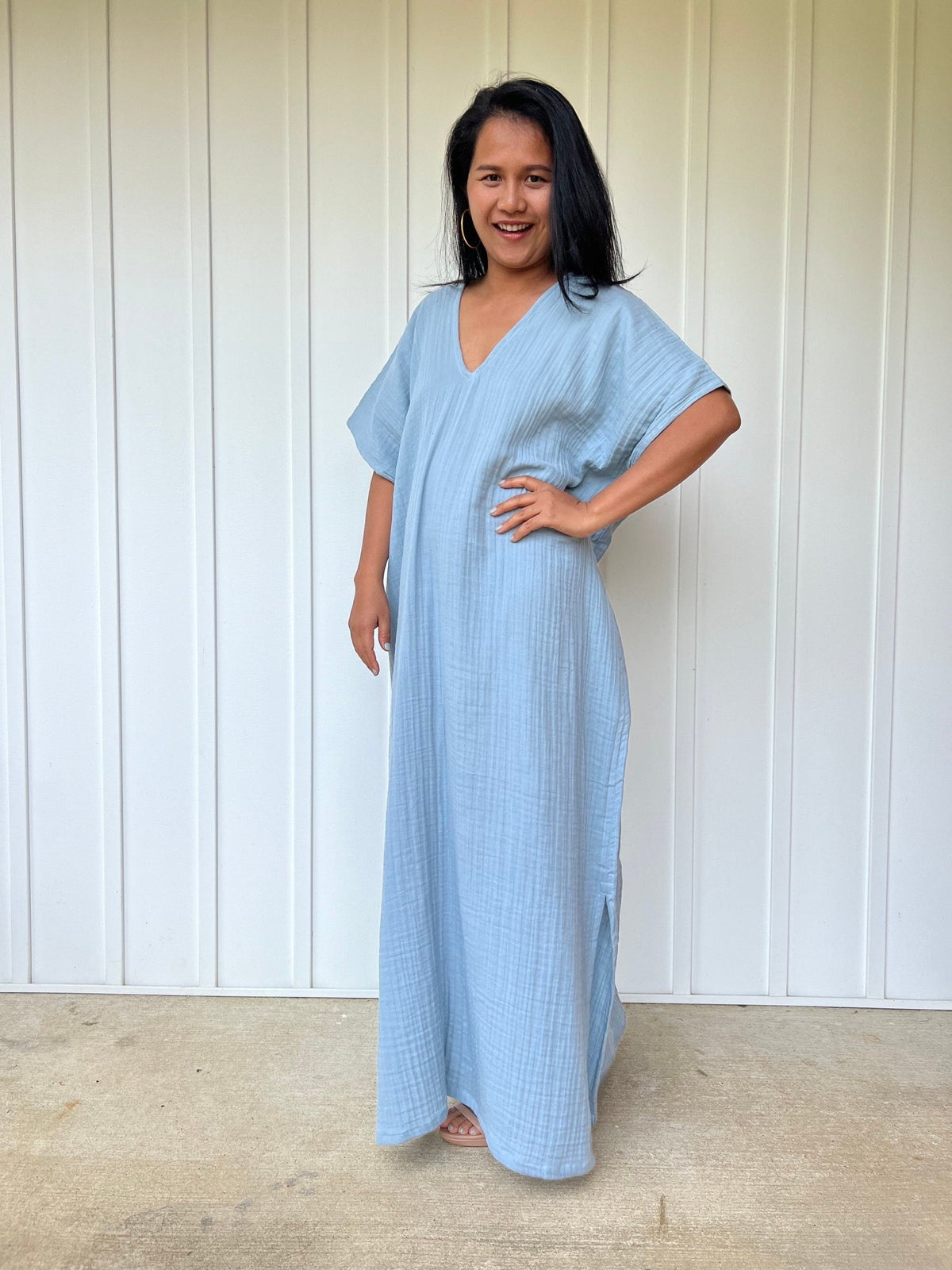 Mala Handworks Daria Cotton Kaftan in Mist