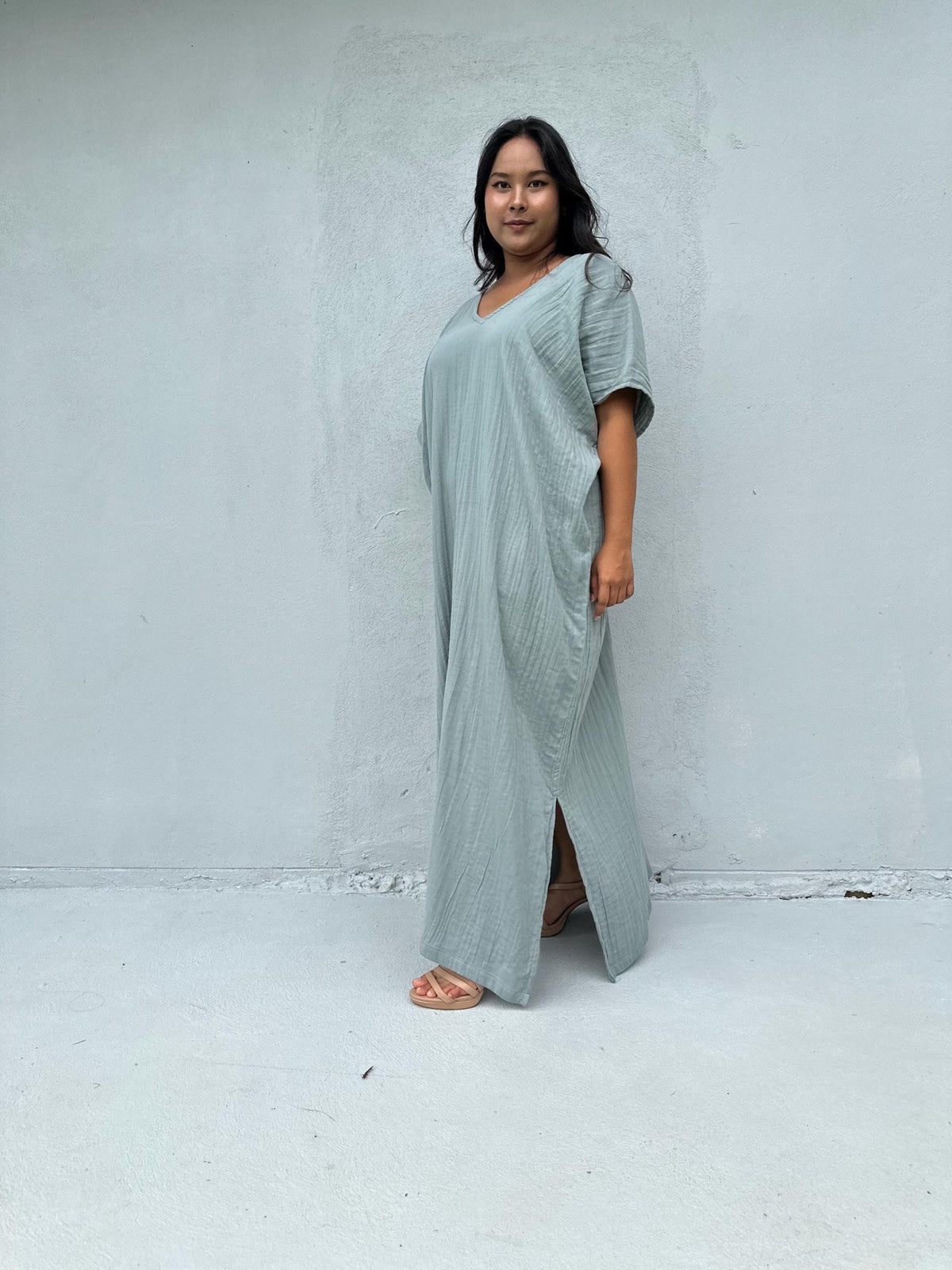Mala Handworks Daria Cotton Kaftan in Sage