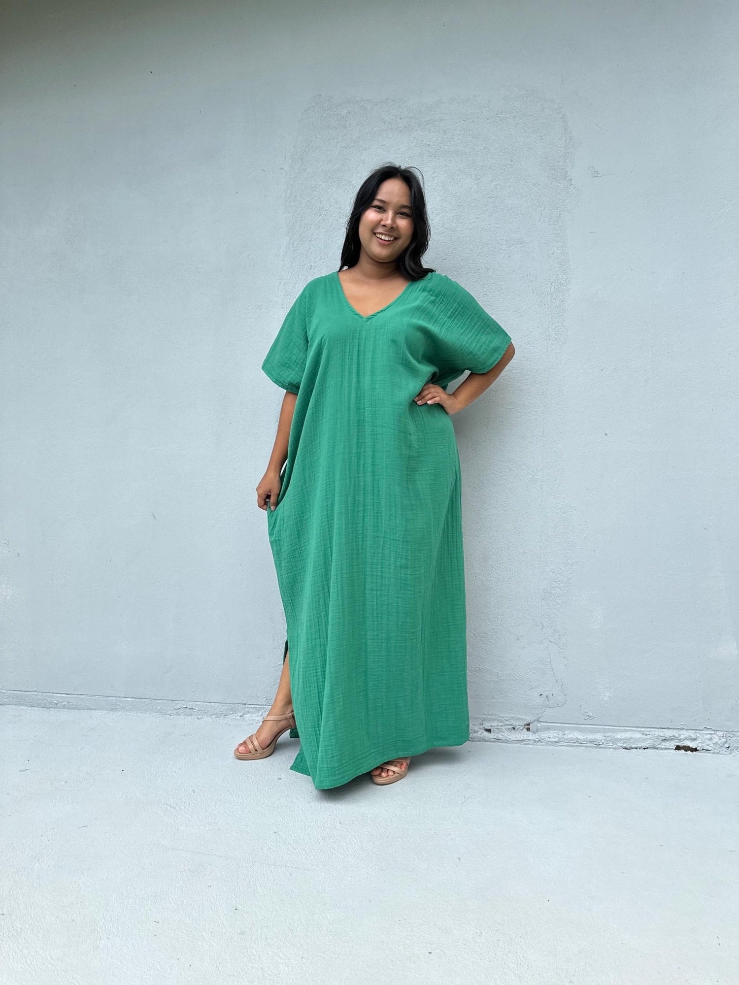Mala Handworks Daria Cotton Kaftan in Turquoise