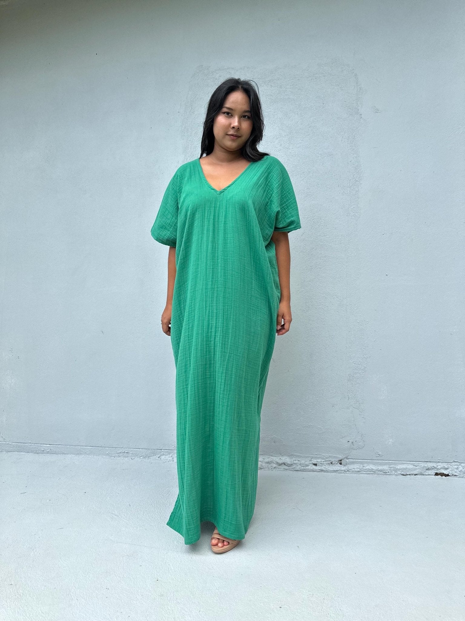 Mala Handworks Daria Cotton Kaftan in Turquoise