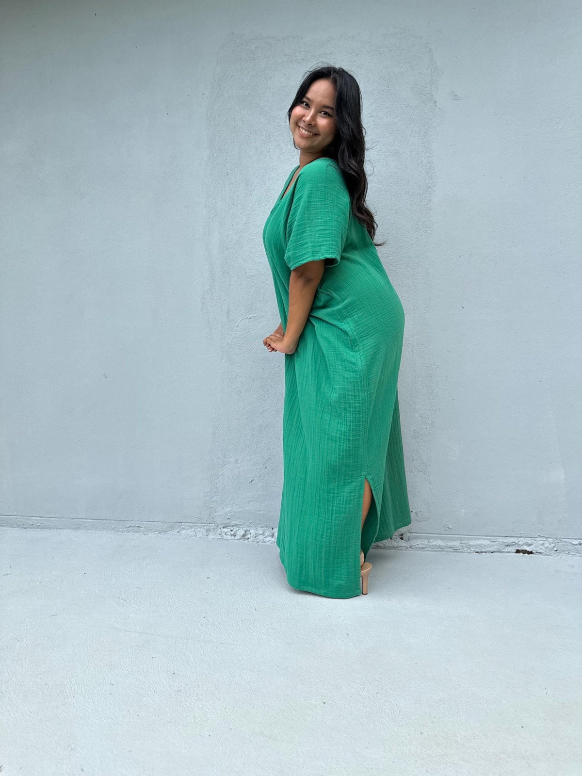 Mala Handworks Daria Cotton Kaftan in Turquoise
