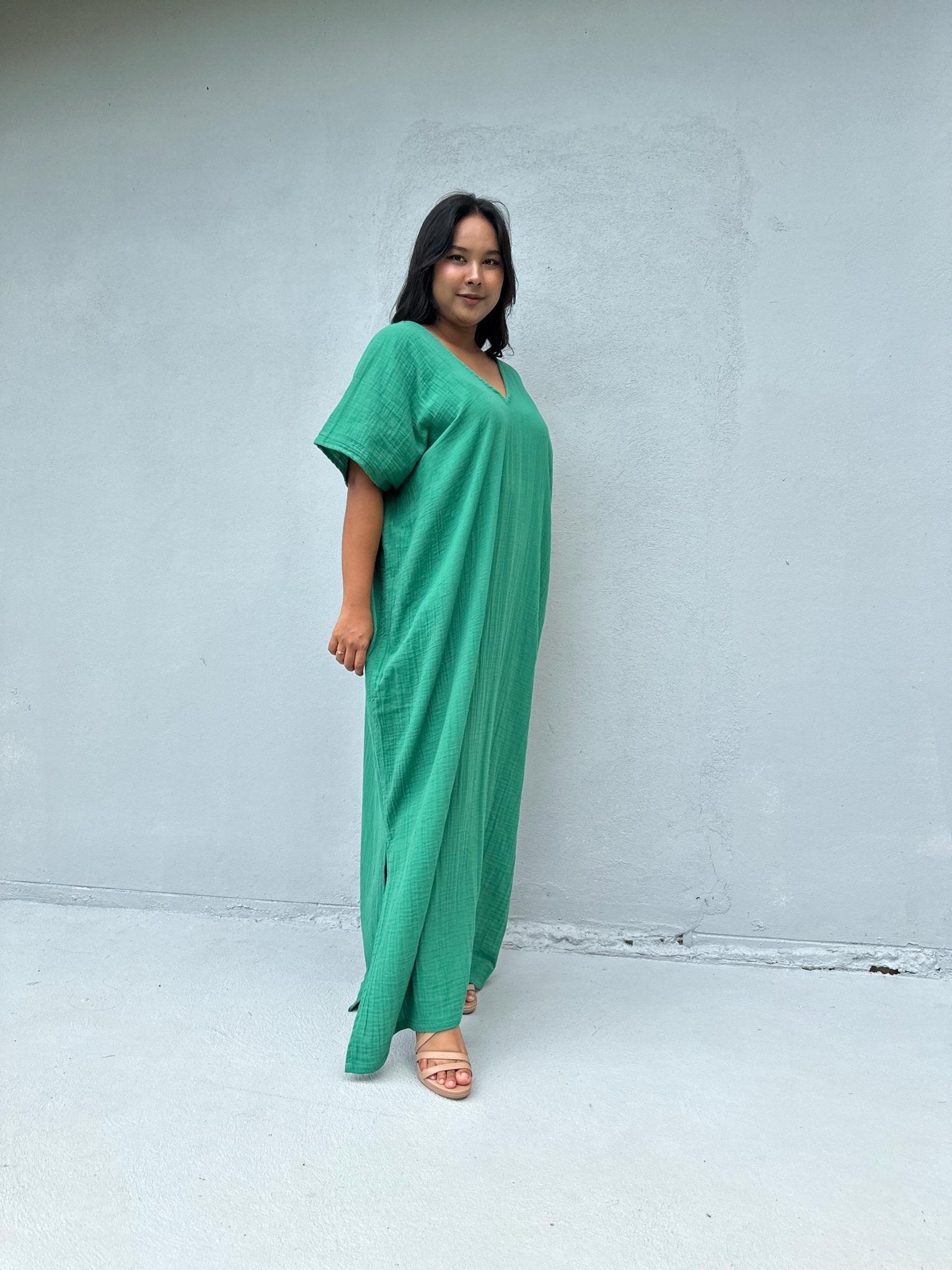 Mala Handworks Daria Cotton Kaftan in Turquoise