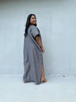 Mala Handworks Daria Hand-Woven Cotton Kaftan in Gray
