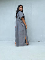 Mala Handworks Daria Hand-Woven Cotton Kaftan in Gray
