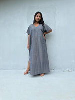 Mala Handworks Daria Hand-Woven Cotton Kaftan in Gray