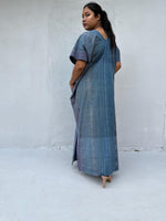 Mala Handworks Daria Hand-Woven Cotton Kaftan in Indigo Stripe