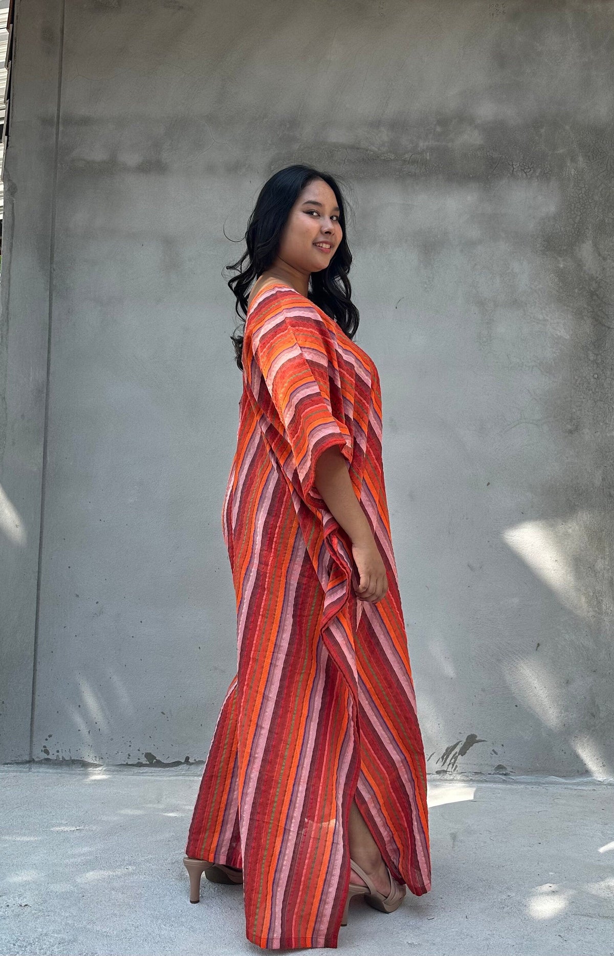 Mala Handworks Ella Plus Size Cotton Kaftan with Flame Stripes