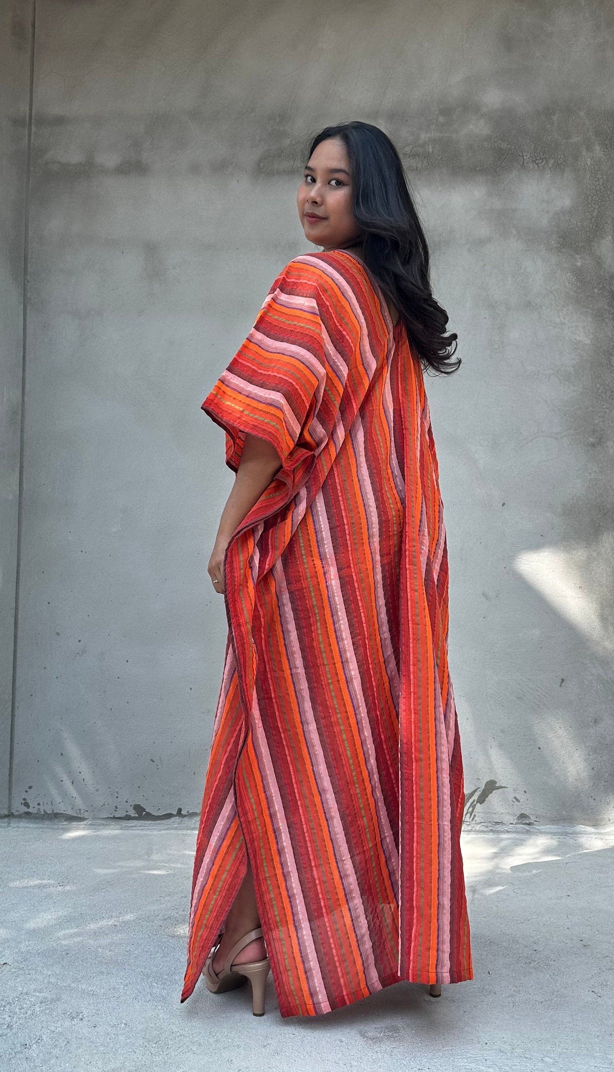 Mala Handworks Ella Plus Size Cotton Kaftan with Flame Stripes