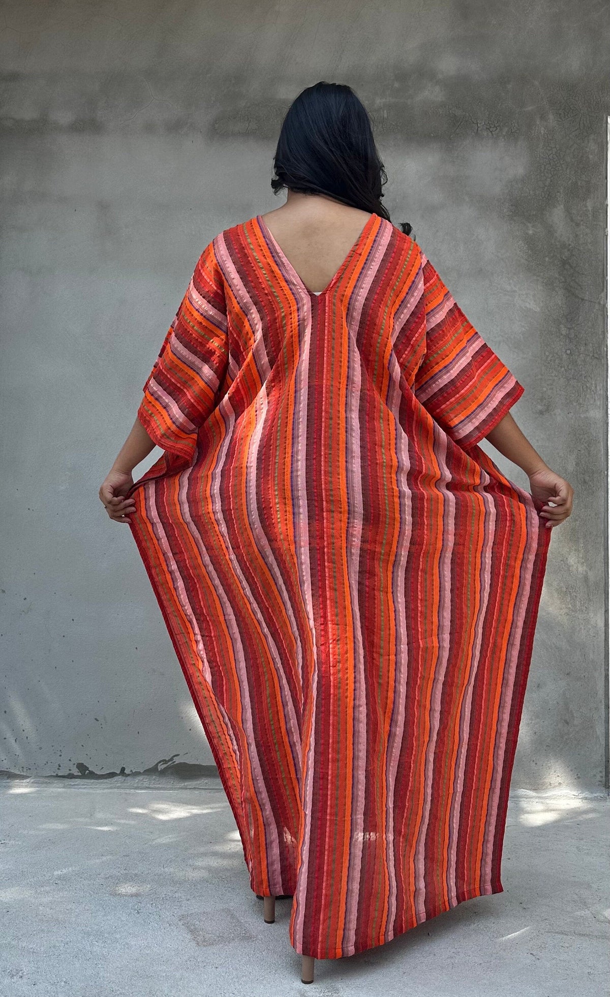 Mala Handworks Ella Plus Size Cotton Kaftan with Flame Stripes