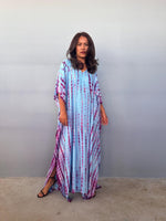 Eva Kaftan in Aqua & Purple Tie Dye-AA-47-Mala Handworks