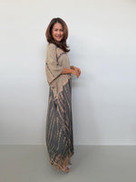 Eva Kaftan in Brown & Sand Tie Dye - Horizon Pattern-AA-37-Mala Handworks