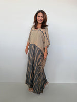Eva Kaftan in Brown & Sand Tie Dye - Horizon Pattern-AA-37-Mala Handworks