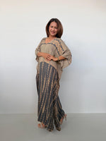 Eva Kaftan in Brown & Sand Tie Dye - Horizon Pattern-AA-37-Mala Handworks