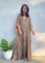 MALA handworks Eva Kaftan in Gray and Brown Tie Dye