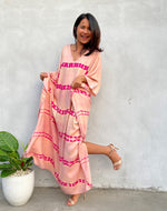 MALA handworks Eva Kaftan in Peach and Fuchsia Tie Dye