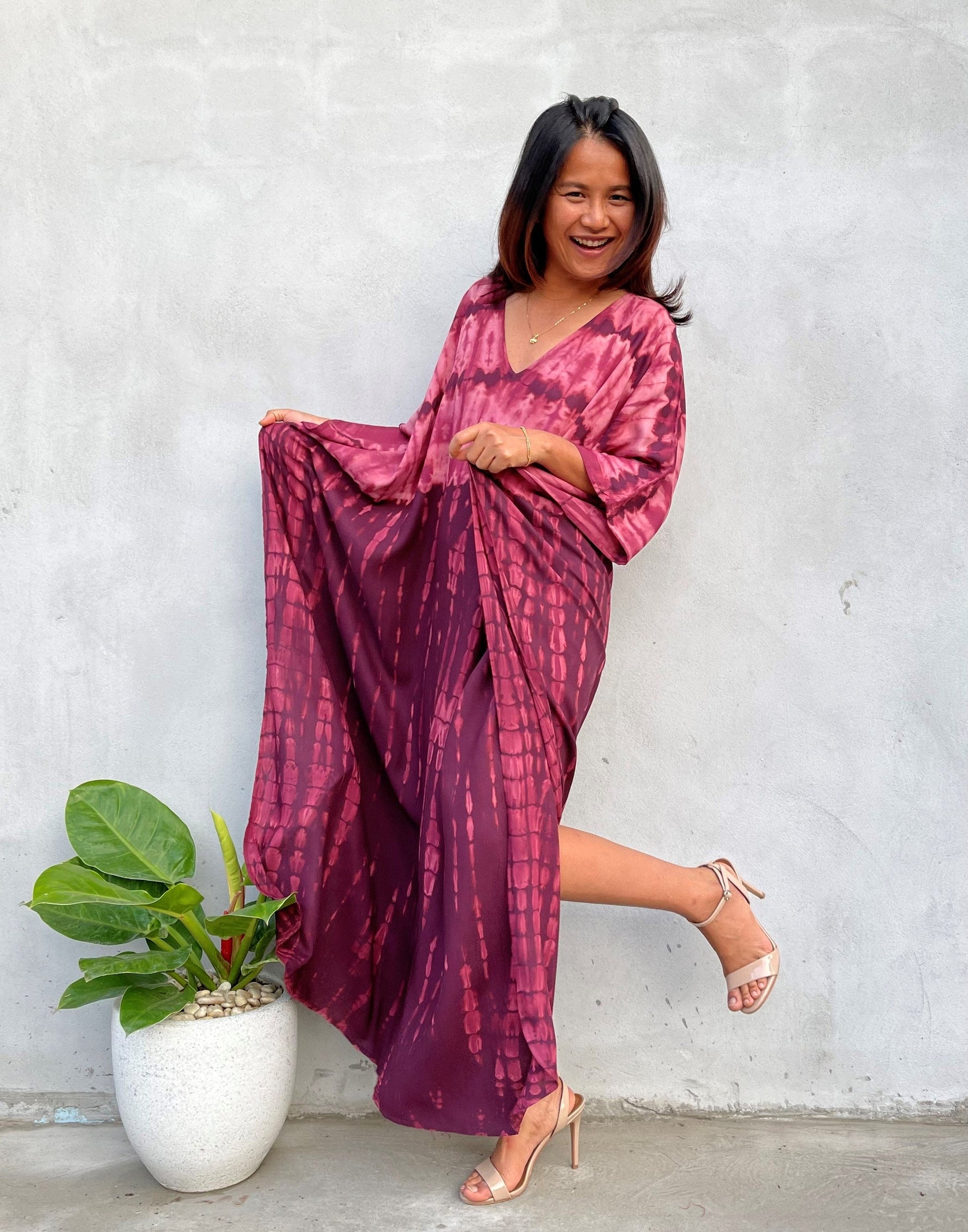 MALA handworks Eva Kaftan in Purple Tie Dye