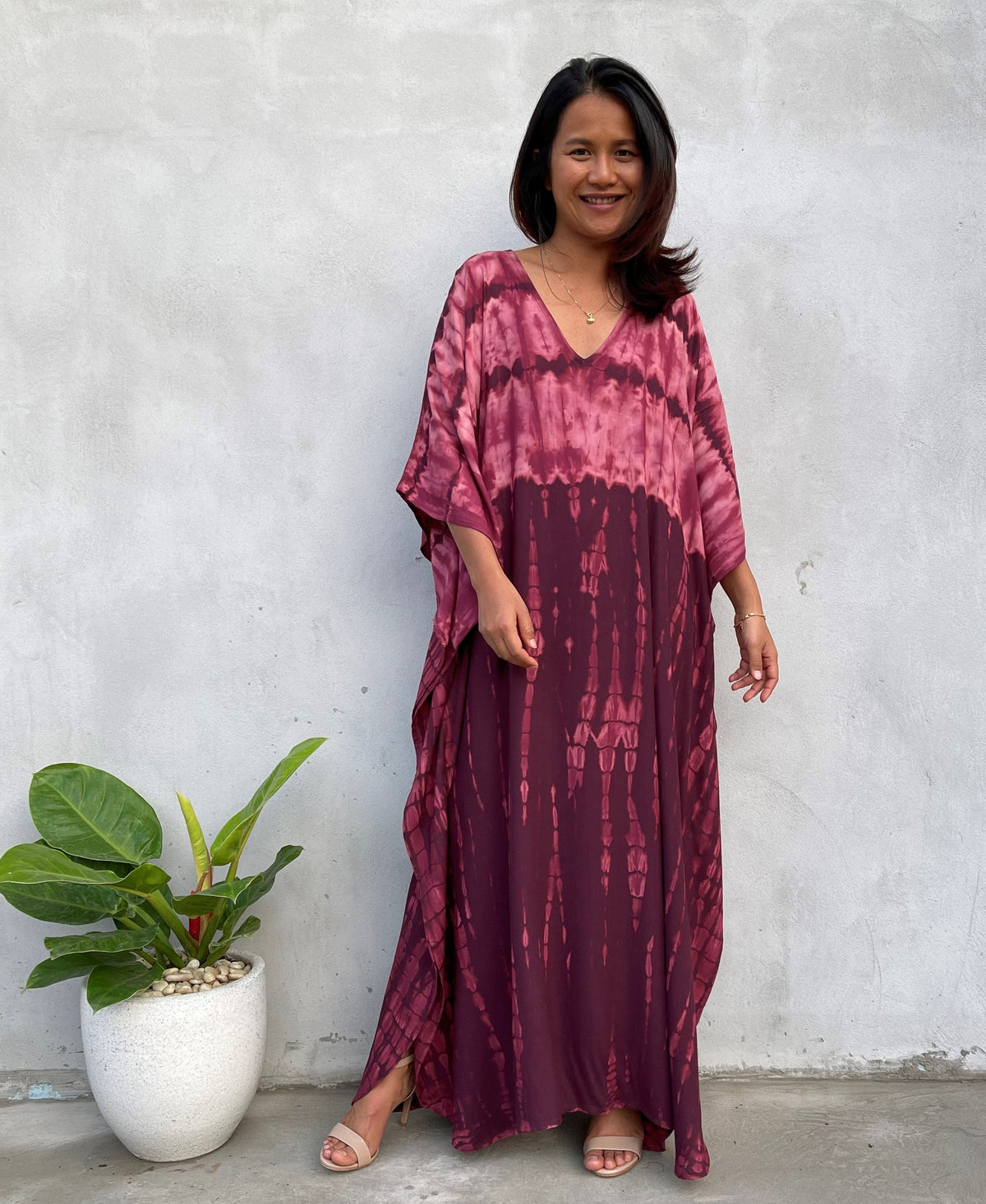 MALA handworks Eva Kaftan in Purple Tie Dye