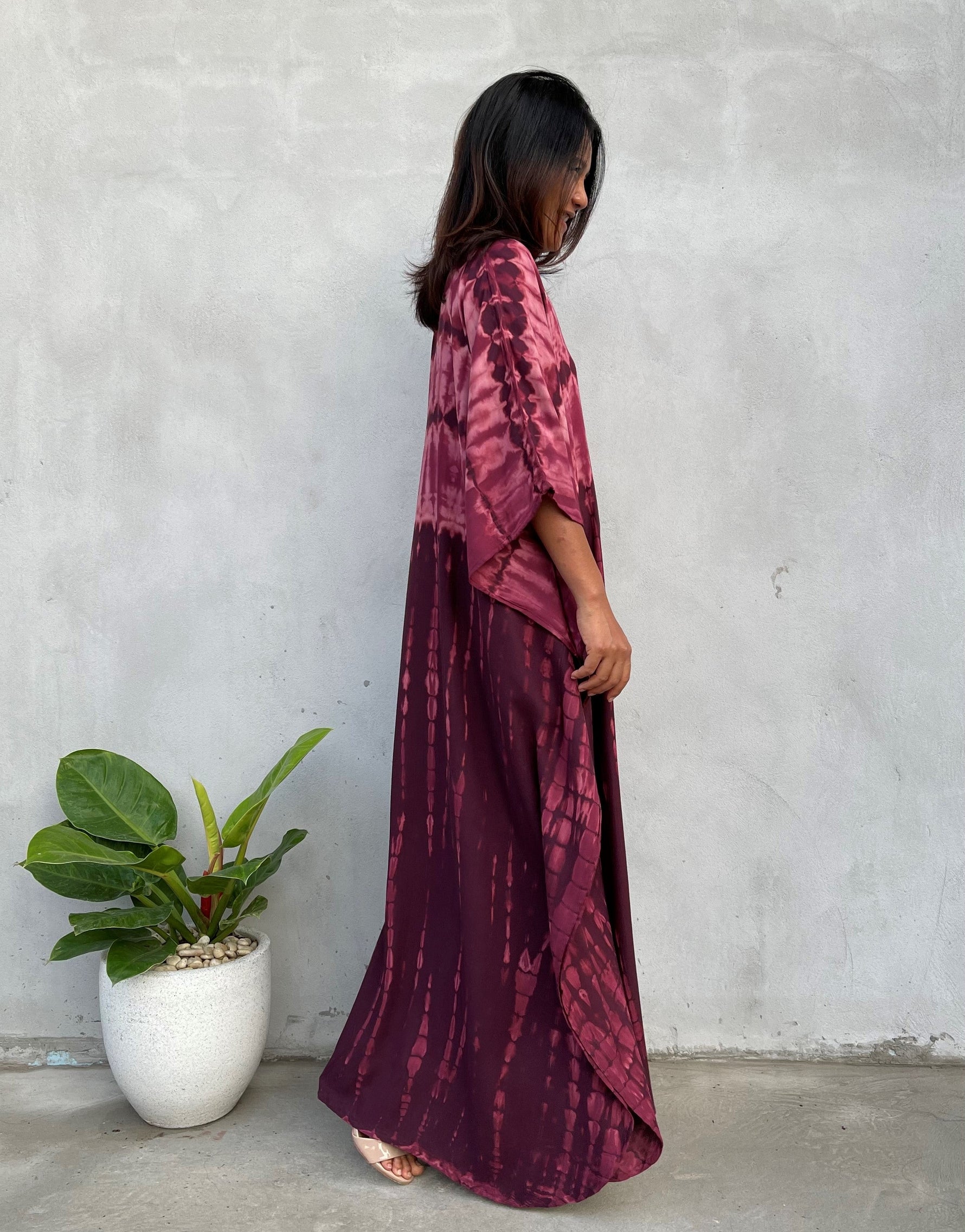 MALA handworks Eva Kaftan in Purple Tie Dye