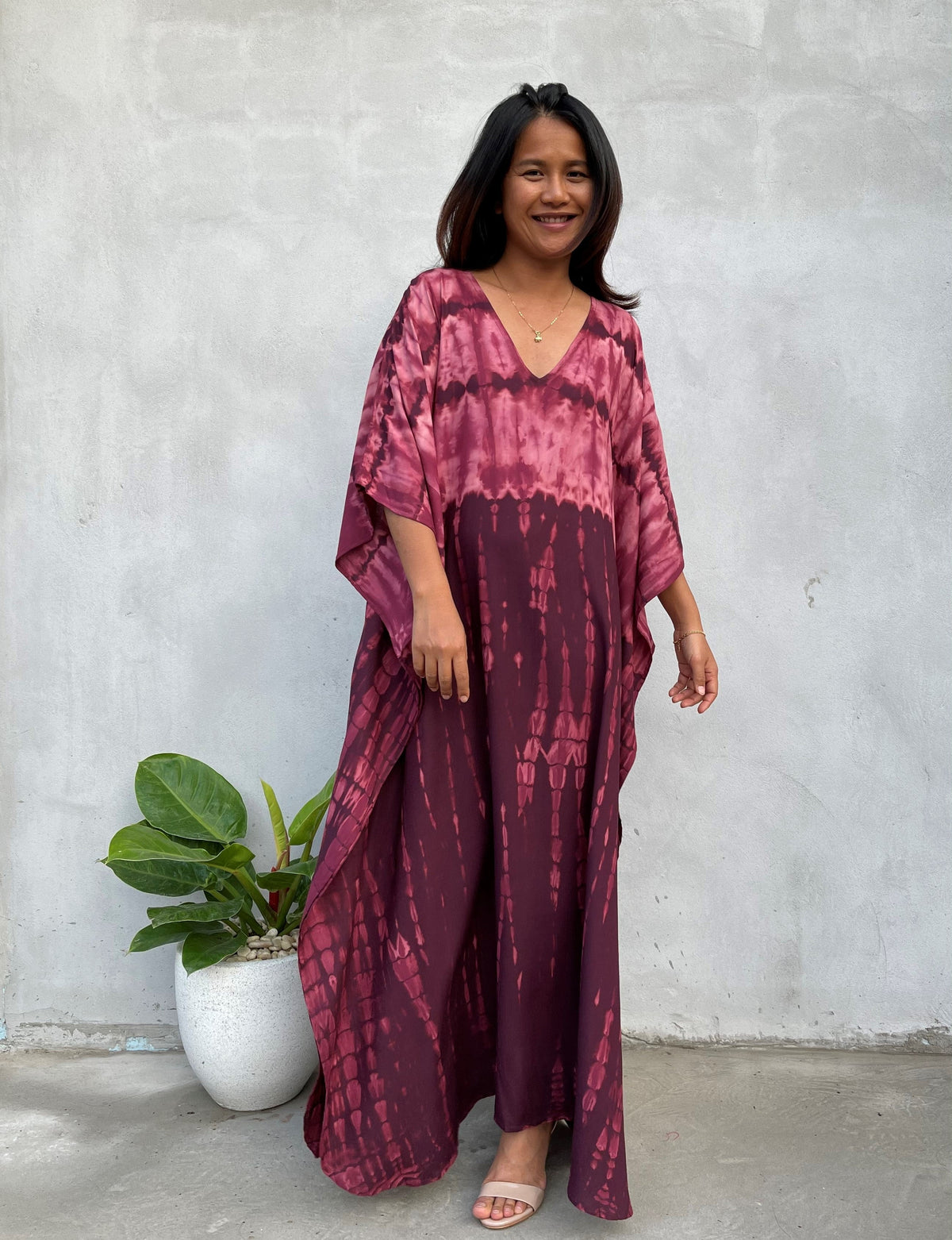 MALA handworks Eva Kaftan in Purple Tie Dye