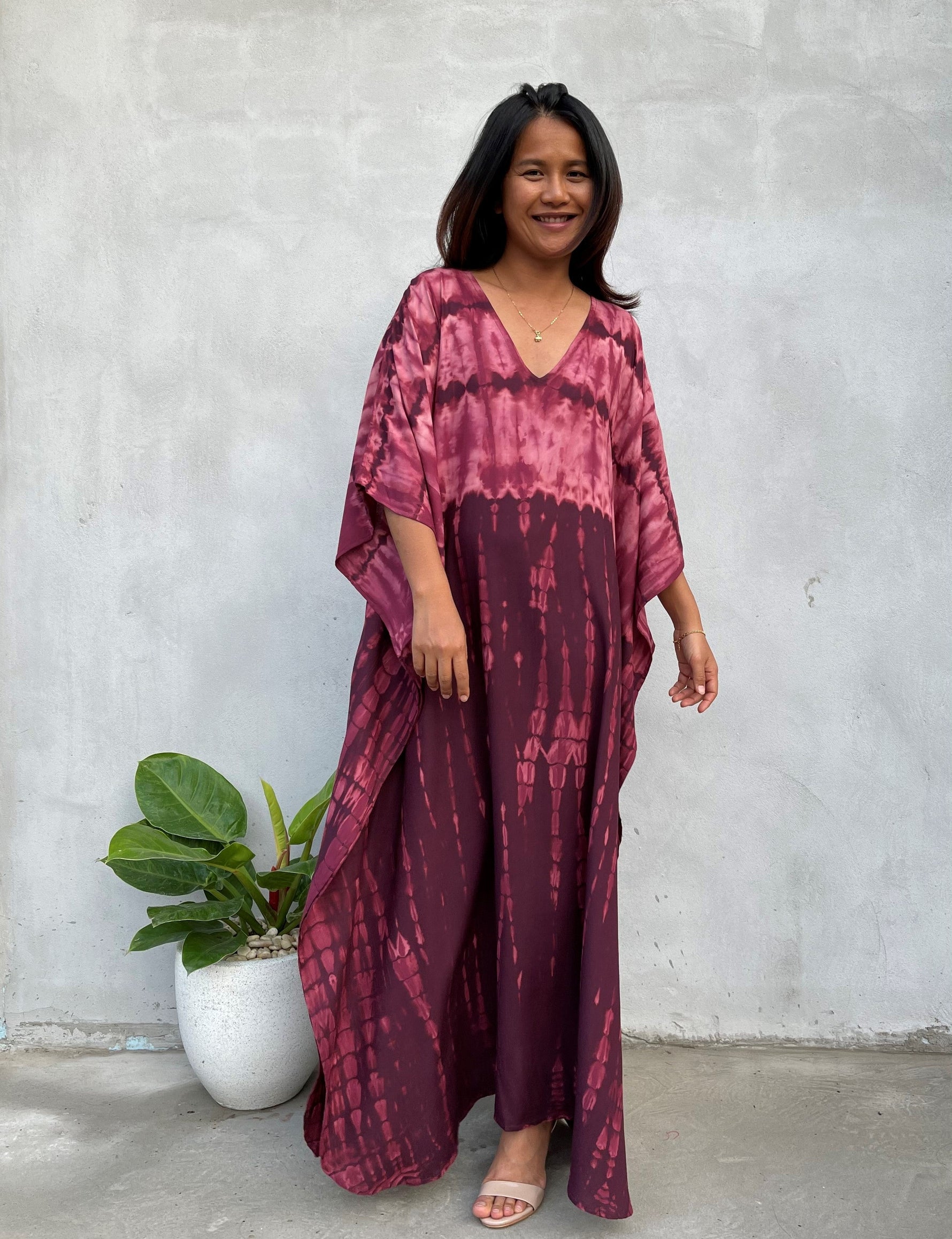 MALA handworks Eva Kaftan in Purple Tie Dye