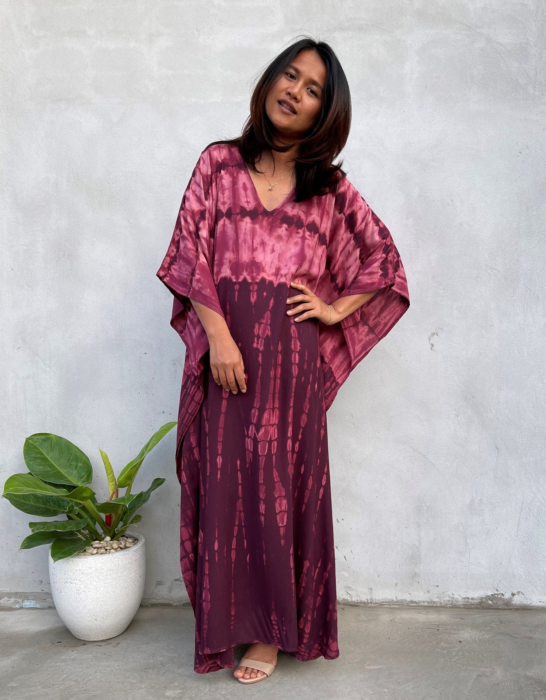 MALA handworks Eva Kaftan in Purple Tie Dye