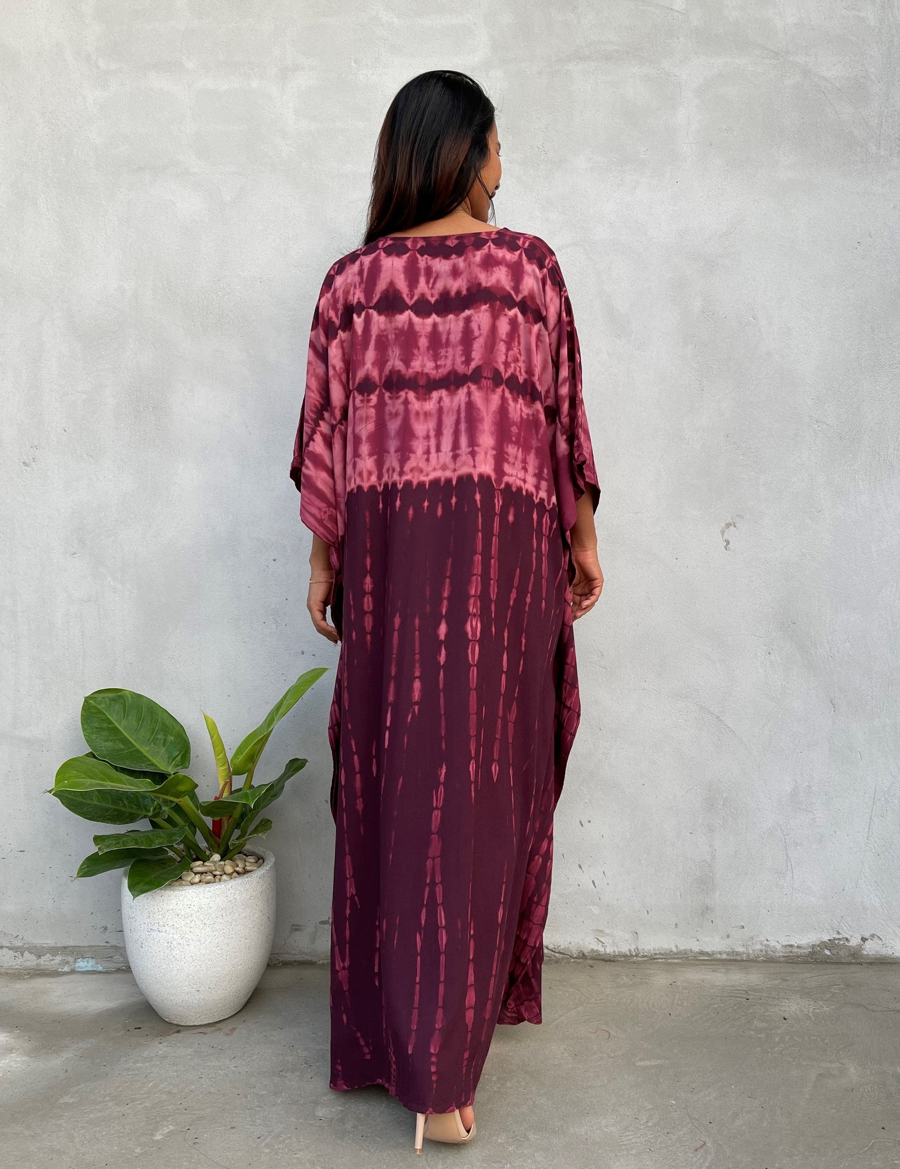 MALA handworks Eva Kaftan in Purple Tie Dye