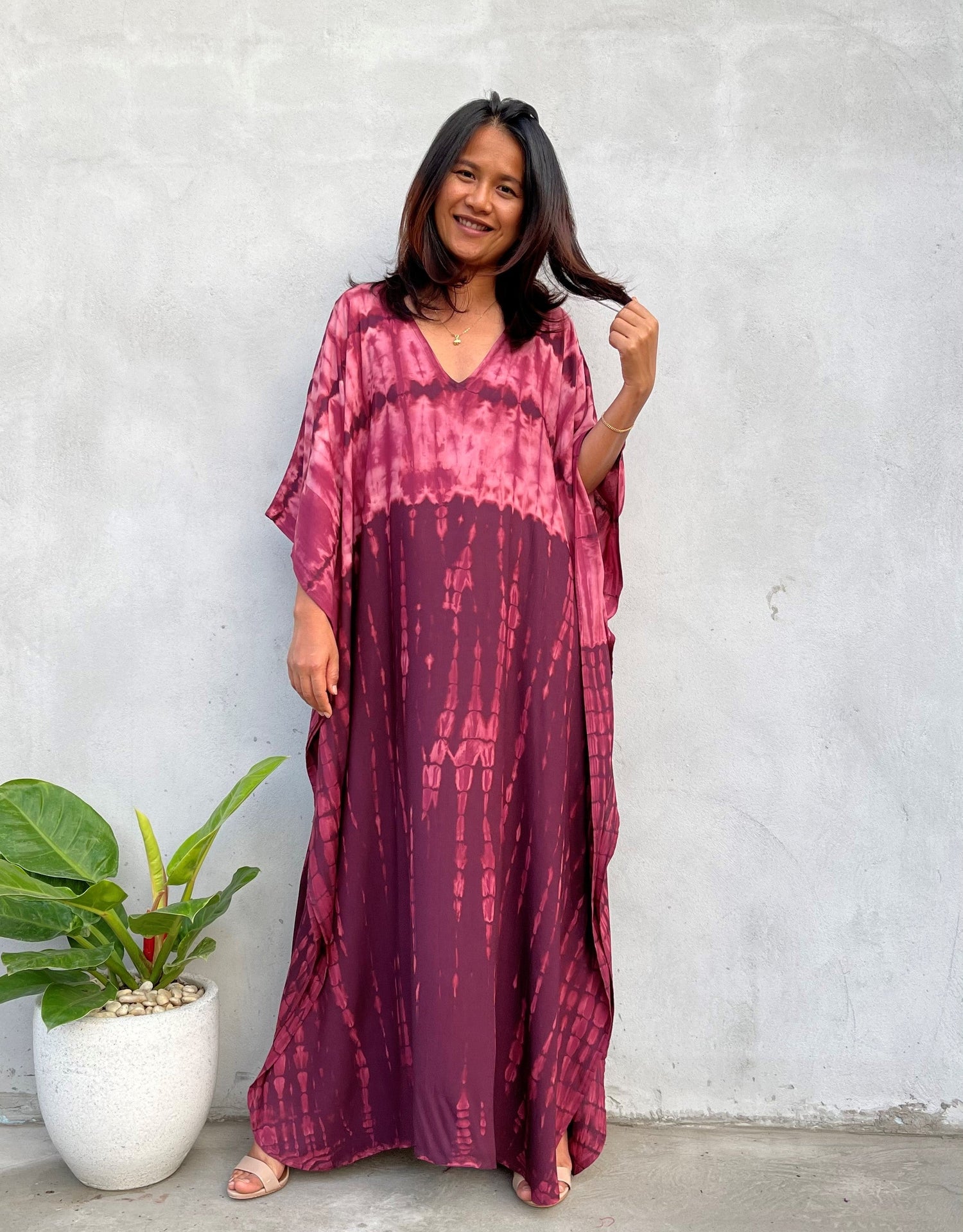 MALA handworks Eva Kaftan in Purple Tie Dye
