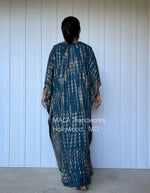 Eva Kaftan in Teal & Sand Tie Dye-AA-23-52-Mala Handworks