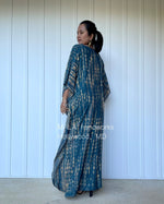 Eva Kaftan in Teal & Sand Tie Dye-AA-23-52-Mala Handworks