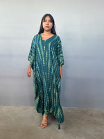 Mala Handworks Eva Kaftan in Teal Tie Dye