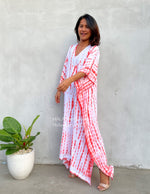 MALA handworks  Eva Kaftan in White and Orange Tie Dye